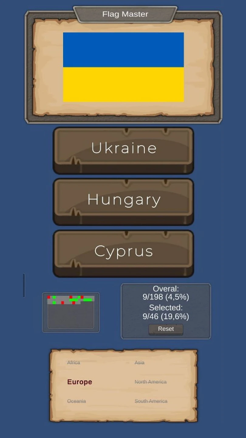 Flag Master: Прапор України й варіанти відповіді: Україна, Угорщина та Кіпр