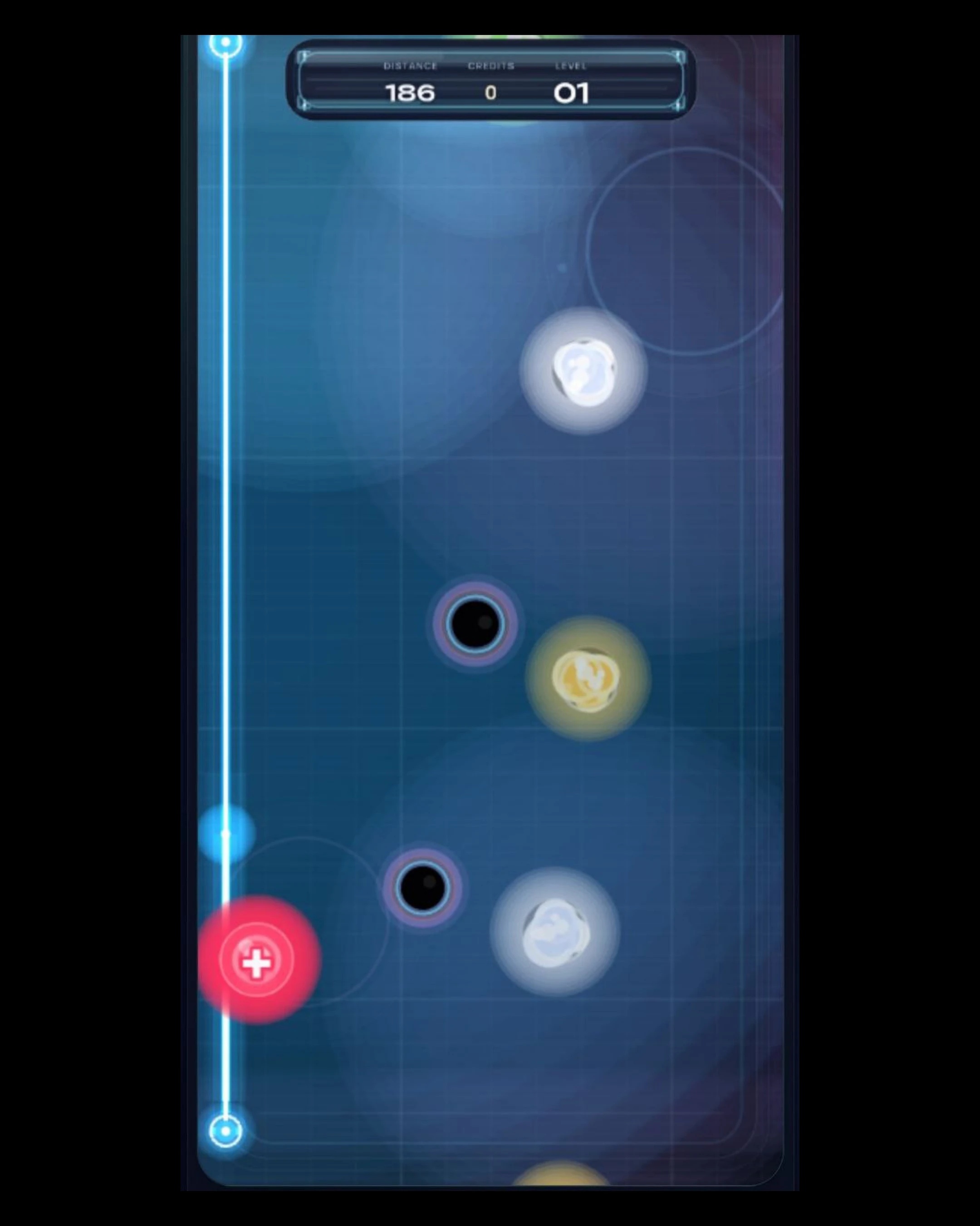 Polarity Pulse: Magnetic Drift: Tablet run with the red-charged sphere steering around black holes